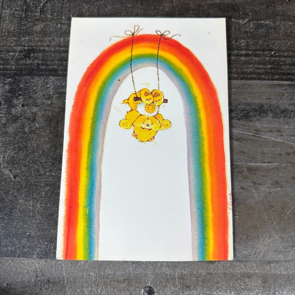1983 American Greetings Card Birthday Care Bear UNUSED Rainbow Sunshine‎